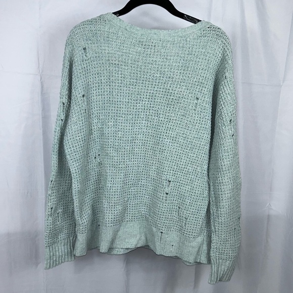 American Eagle Sweater Waffle Knit Distressed Long Sleeve Crewneck Pullover Top - Picture 9 of 11